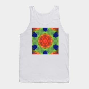 Retro Mandala Flower Orange Green and Blue Tank Top